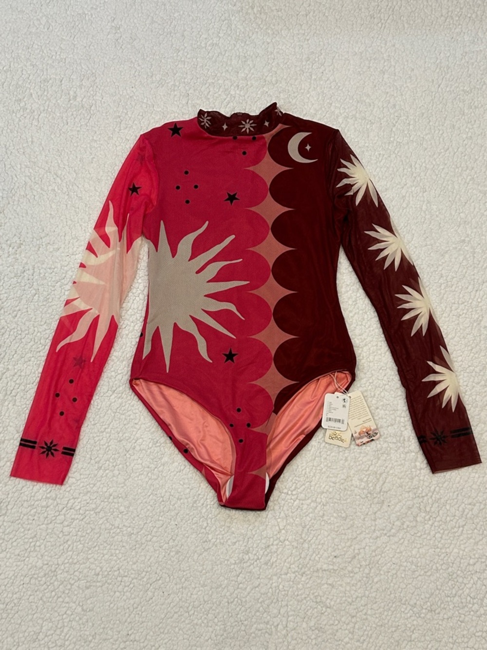 Free People Agua Bendita Mei Sandy One Piece Surf Swimsuit Large Pink Celestial